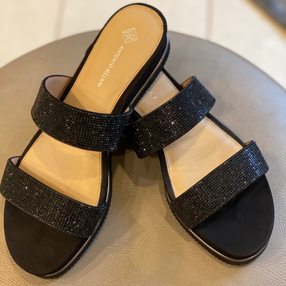 Black sparkly Antonio Melani sandals